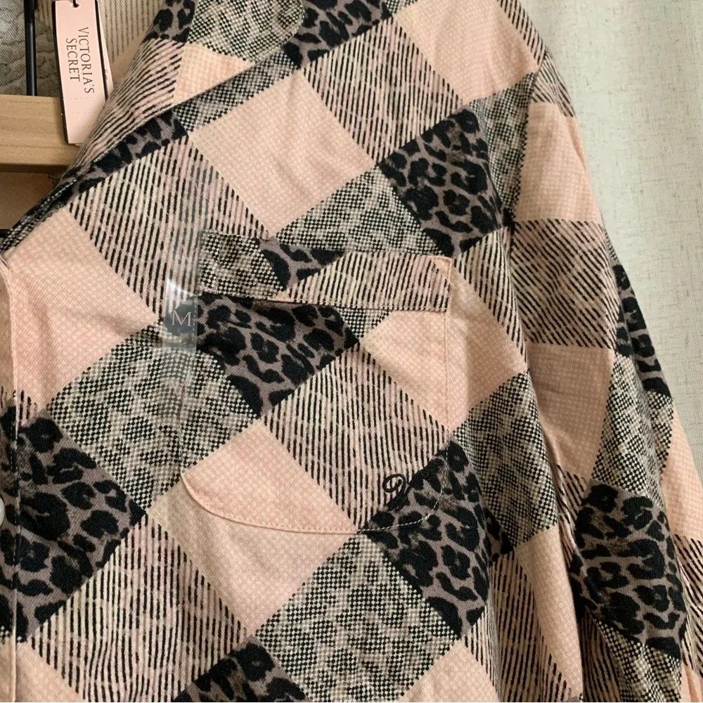 Victoria’s Secret Flannel Pink and Leopard Animal Cheetah Pajama Set NEW Medium - Picture 6 of 9
